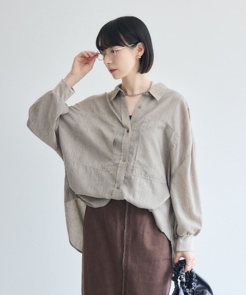Paradise Picnic(パラダイスピクニック)の「Dignite Collier エアリー袖口リブシャツ(シャツ/ブラウス・レディース・ベージュ/ブラック/モカ・FREE)」の7枚目の写真