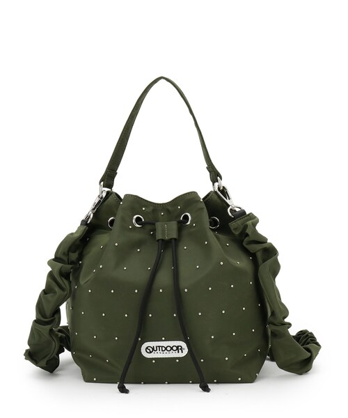Dessin(デッサン)の「◆【OUTDOORPRODUCTS別注】スタッズ巾着バッグ(ショルダーバッグ・レディース・カーキ/ブラック・00)」の5枚目の写真
