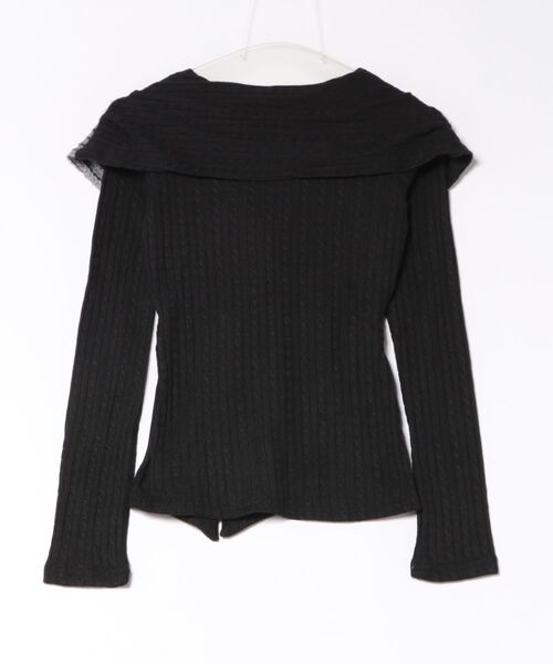 AsRiRe（アスリレイ）の「26aw ボーダーセーラーカラーリボンリブニット（ニット/セーター・レディース・ブラック・M）」の5枚目の写真