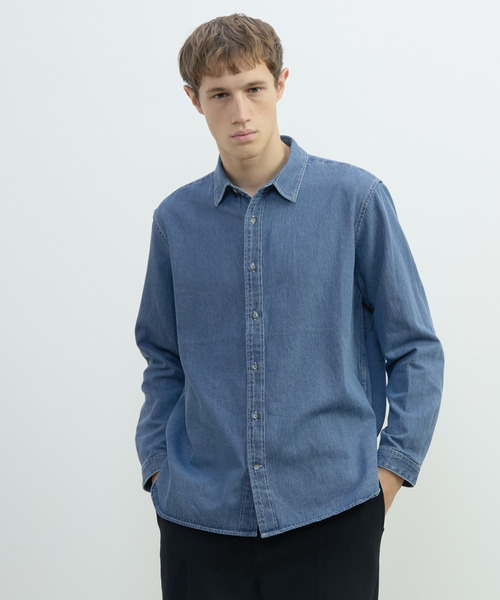 MEN'S MELROSE(メンズメルローズ)の「ヴィンテージデニムレギュラーシャツ(シャツ/ブラウス・メンズ・インディゴブルー/ブラック・4/3)」の1枚目の写真