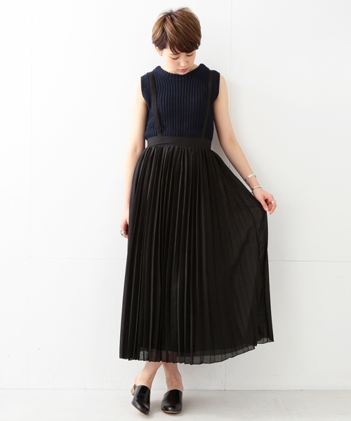 Ray BEAMS(レイビームス)の「◇【ラブリ着用】Ray BEAMS / サス付 プリーツ マキシスカート(スカート・レディース・ブラック/ネイビー・0/1)」の15枚目の写真