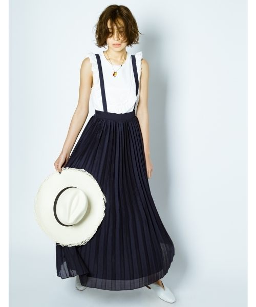 Ray BEAMS(レイビームス)の「◇【ラブリ着用】Ray BEAMS / サス付 プリーツ マキシスカート(スカート・レディース・ブラック/ネイビー・0/1)」の5枚目の写真