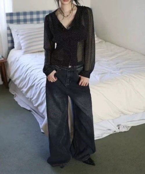 Vipoa(ヴィポア)の「Chiffon v-neck blouse(シャツ/ブラウス・レディース・ブラック・FREE)」の9枚目の写真
