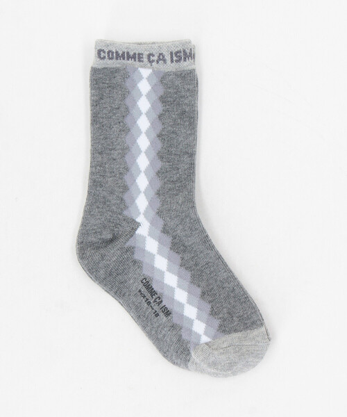 COMME CA ISM(コムサイズム)の「ラインアーガイル クルーソックス(ソックス/靴下・キッズ・ネイビー/グレー・13.0cm/16.0cm/19.0cm)」の1枚目の写真