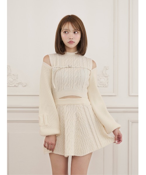 Darich（ダーリッチ）の「DDモチーフアンサンブルニットミニワンピース（ワンピース・レディース・アイボリー/ベージュ/ブラック・FREE）」の3枚目の写真