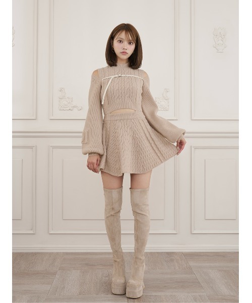 Darich（ダーリッチ）の「DDモチーフアンサンブルニットミニワンピース（ワンピース・レディース・アイボリー/ベージュ/ブラック・FREE）」の7枚目の写真