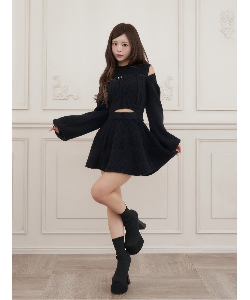 Darich（ダーリッチ）の「DDモチーフアンサンブルニットミニワンピース（ワンピース・レディース・アイボリー/ベージュ/ブラック・FREE）」の11枚目の写真