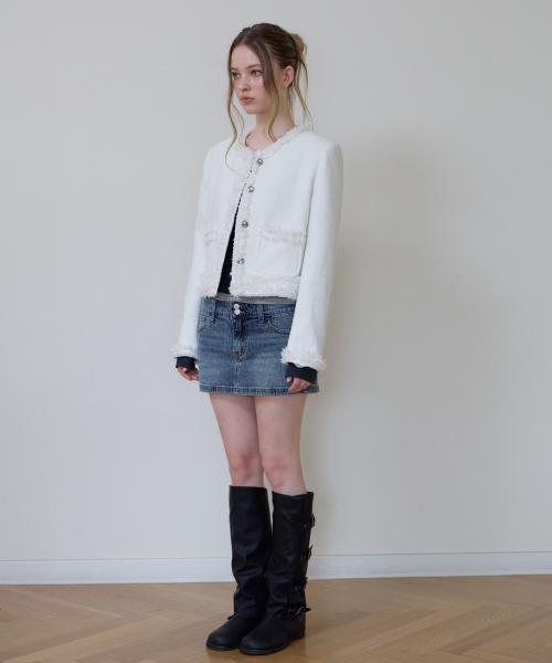 ROSEFRANTZ（ロゼフランツ）の「Soft Fringe Tweed Jacket [Ivory]（その他アウター・レディース・アイボリー・OS）」の3枚目の写真