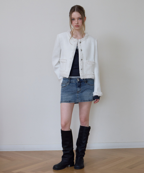 ROSEFRANTZ（ロゼフランツ）の「Soft Fringe Tweed Jacket [Ivory]（その他アウター・レディース・アイボリー・OS）」の4枚目の写真