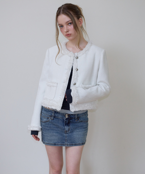 ROSEFRANTZ（ロゼフランツ）の「Soft Fringe Tweed Jacket [Ivory]（その他アウター・レディース・アイボリー・OS）」の5枚目の写真