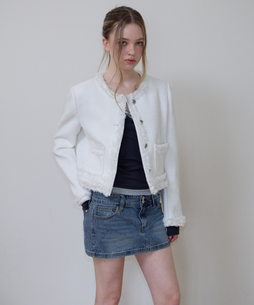 ROSEFRANTZ（ロゼフランツ）の「Soft Fringe Tweed Jacket [Ivory]（その他アウター・レディース・アイボリー・OS）」の6枚目の写真