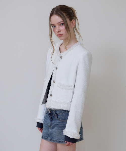 ROSEFRANTZ（ロゼフランツ）の「Soft Fringe Tweed Jacket [Ivory]（その他アウター・レディース・アイボリー・OS）」の7枚目の写真