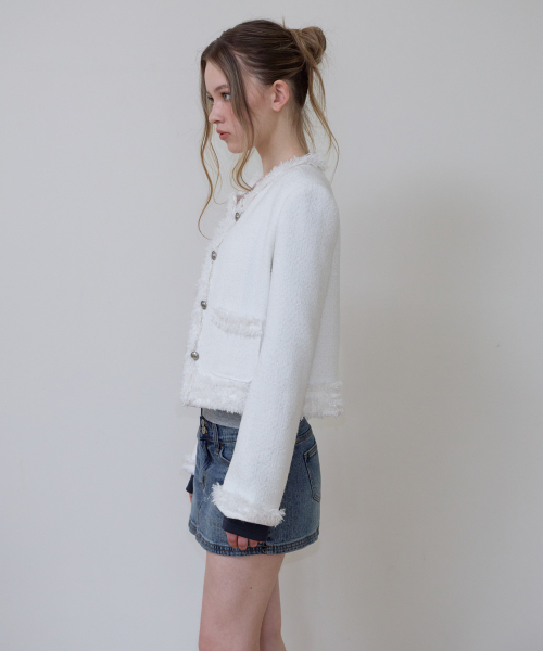 ROSEFRANTZ（ロゼフランツ）の「Soft Fringe Tweed Jacket [Ivory]（その他アウター・レディース・アイボリー・OS）」の8枚目の写真