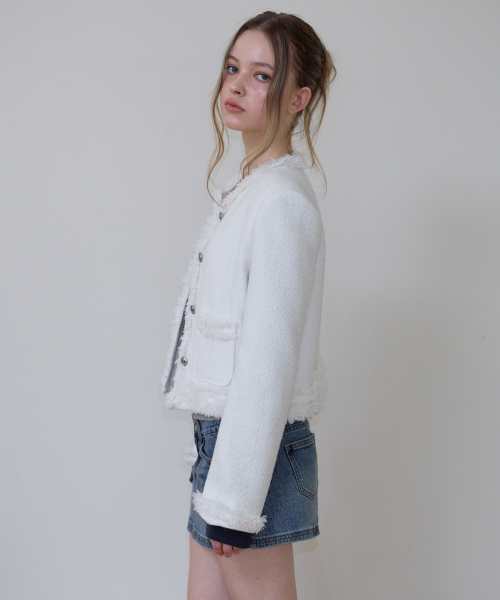 ROSEFRANTZ（ロゼフランツ）の「Soft Fringe Tweed Jacket [Ivory]（その他アウター・レディース・アイボリー・OS）」の10枚目の写真