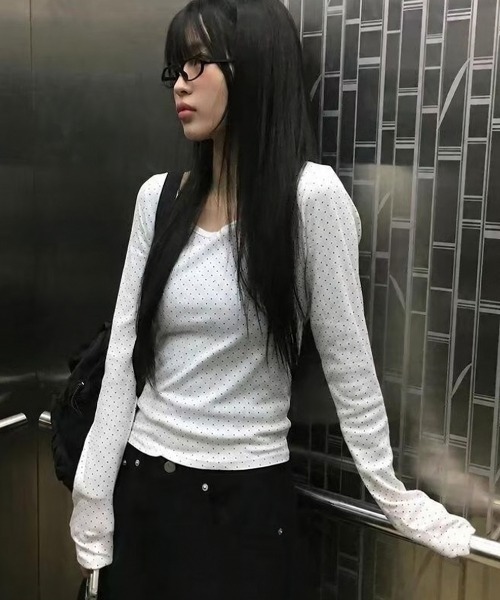 ViViDAY(ビビデー)の「ドット柄ショートカットソー(Tシャツ/カットソー・レディース・ホワイト・M)」の9枚目の写真