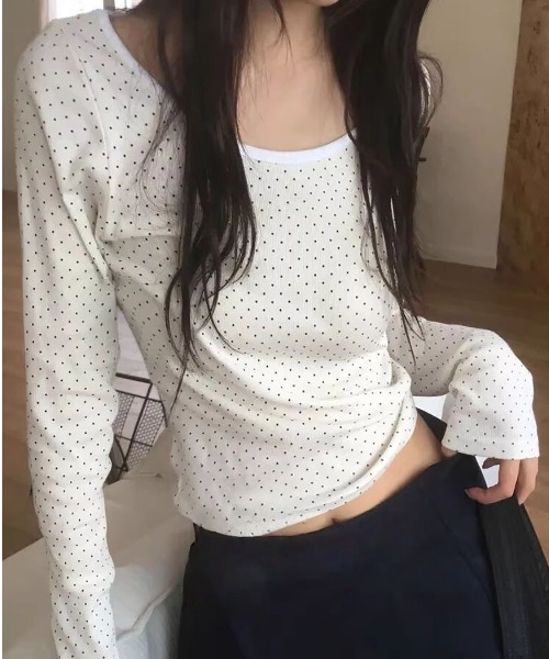 ViViDAY(ビビデー)の「ドット柄ショートカットソー(Tシャツ/カットソー・レディース・ホワイト・M)」の12枚目の写真