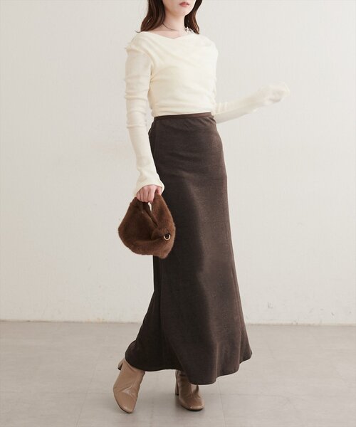 natural couture(ナチュラルクチュール)の「ストレッチナロースカート(スカート・レディース・ブラウン/チャコールグレー/ブラック・FREE)」の21枚目の写真