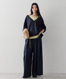 【キャミソール付き/SETアイテム】ダンボールVネックプルオーバー