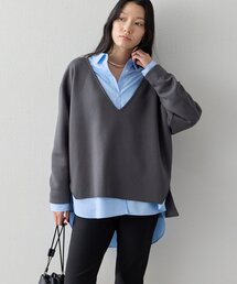 【キャミソール付き】ダンボールVネックプルオーバー