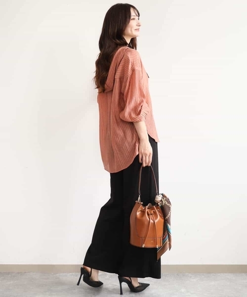MK MICHEL KLEIN（エムケーミッシェルクラン）の「[洗える]エアリーポンチ ワイドパンツ（その他パンツ・レディース・ブラック・38）」の4枚目の写真