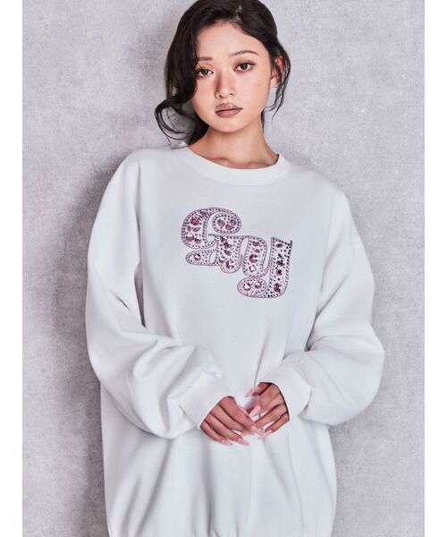GYDA(ジェイダ)の「gy bijouプルオーバー(スウェット・レディース・オフホワイト/ブラック・FREE)」の1枚目の写真
