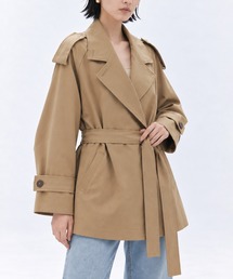 【STUDIOUS/ステュディオス】Belted Short Trench Coat/ベルテッドショートトレンチコート/ベルト取り外し可/軽量/マルチウェイ