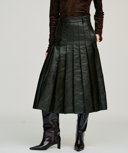 PRANK PROJECT(プランクプロジェクト)の「【2026Winter Pre-Order】シンセティックレザープリーツスカート / Synthetic Leather Pleated Skirt(スカート・レディース・ブラック/ブラウン・38/36)」の6枚目の写真
