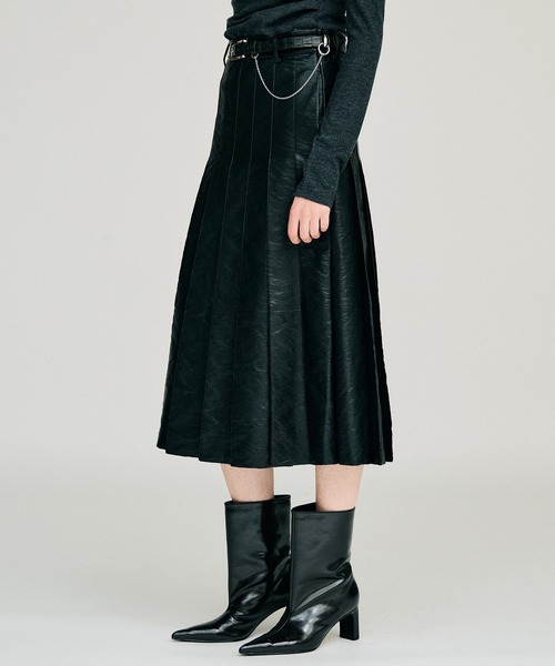 PRANK PROJECT(プランクプロジェクト)の「【2026Winter Pre-Order】シンセティックレザープリーツスカート / Synthetic Leather Pleated Skirt(スカート・レディース・ブラック/ブラウン・38/36)」の8枚目の写真