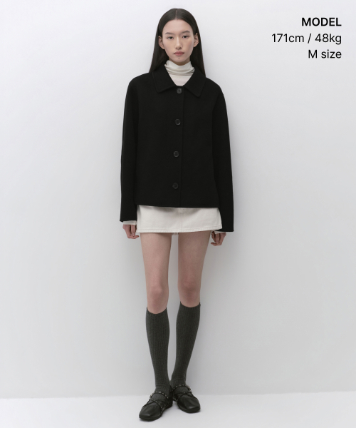 MUSINSA STANDARD WOMAN（ムシンサスタンダードウーマン）の「ウィメンズカシミヤブレンドハンドメイドショートマックコート[ブラック]（チェスターコート・レディース・その他・X-SMALL/SMALL/MEDIUM/LARGE）」の2枚目の写真