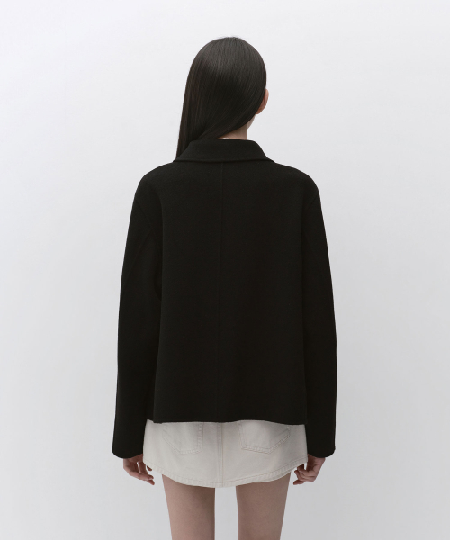MUSINSA STANDARD WOMAN（ムシンサスタンダードウーマン）の「ウィメンズカシミヤブレンドハンドメイドショートマックコート[ブラック]（チェスターコート・レディース・その他・X-SMALL/SMALL/MEDIUM/LARGE）」の3枚目の写真