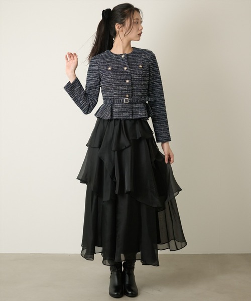 AND COUTURE(アンドクチュール)の「ラッフルフリルティアードスカート(スカート・レディース・ブラック/グレー/アイボリー・MEDIUM/SMALL)」の1枚目の写真