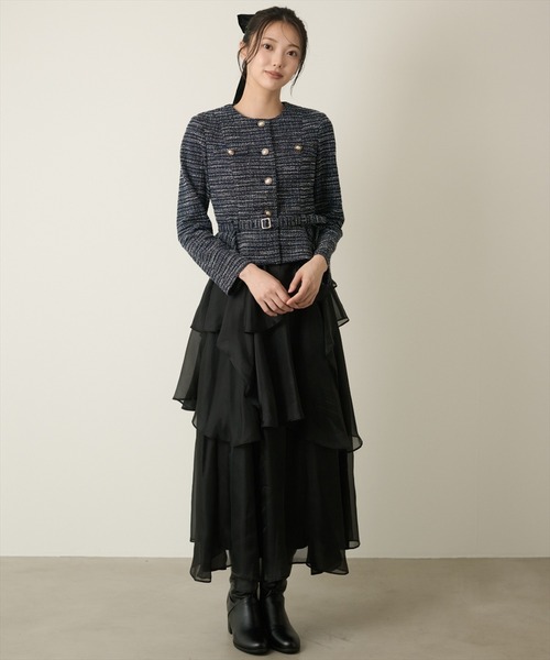 AND COUTURE(アンドクチュール)の「ラッフルフリルティアードスカート(スカート・レディース・ブラック/グレー/アイボリー・MEDIUM/SMALL)」の22枚目の写真