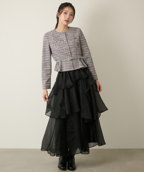 AND COUTURE(アンドクチュール)の「ラッフルフリルティアードスカート(スカート・レディース・ブラック/グレー/アイボリー・MEDIUM/SMALL)」の16枚目の写真