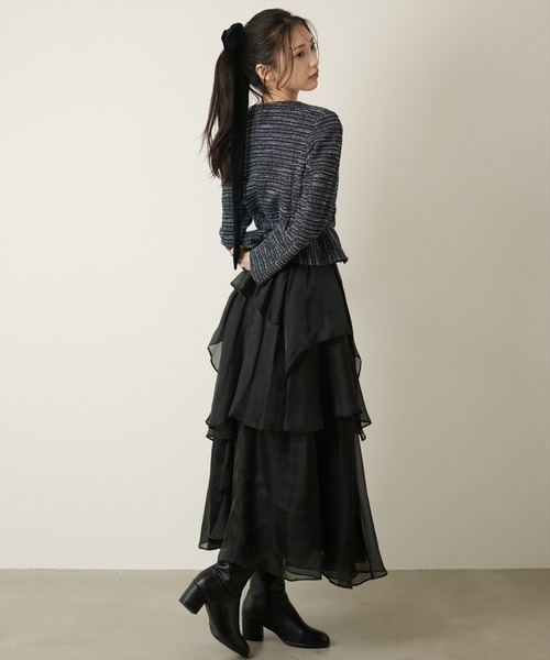 AND COUTURE(アンドクチュール)の「ラッフルフリルティアードスカート(スカート・レディース・ブラック/グレー/アイボリー・MEDIUM/SMALL)」の10枚目の写真