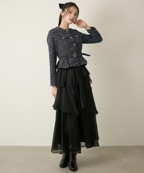 AND COUTURE(アンドクチュール)の「ラッフルフリルティアードスカート(スカート・レディース・ブラック/グレー/アイボリー・MEDIUM/SMALL)」の21枚目の写真