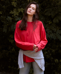 STUDIO&PARC（スタジオアンドパルク）の「オーバーサイズコットンTシャツ_レッド（Tシャツ/カットソー）」