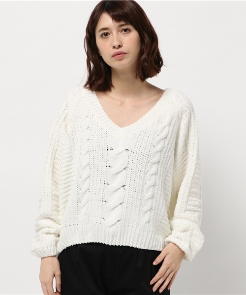 archives（アルシーヴ）の「モールヤーンケーブルニットプルオーバー（ニット/セーター・レディース・サックスブルー/オフホワイト/ピンク/ピンクベージュ・MEDIUM）」の16枚目の写真