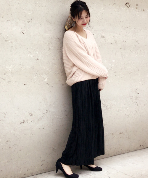 archives（アルシーヴ）の「モールヤーンケーブルニットプルオーバー（ニット/セーター・レディース・サックスブルー/オフホワイト/ピンク/ピンクベージュ・MEDIUM）」の5枚目の写真