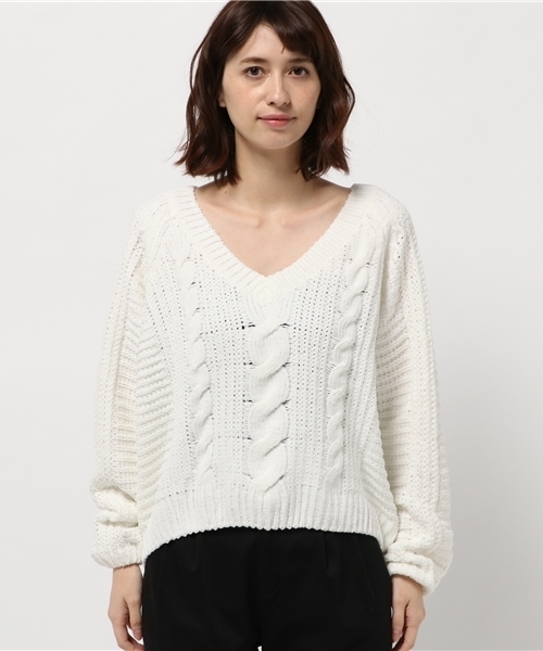 archives（アルシーヴ）の「モールヤーンケーブルニットプルオーバー（ニット/セーター・レディース・サックスブルー/オフホワイト/ピンク/ピンクベージュ・MEDIUM）」の8枚目の写真