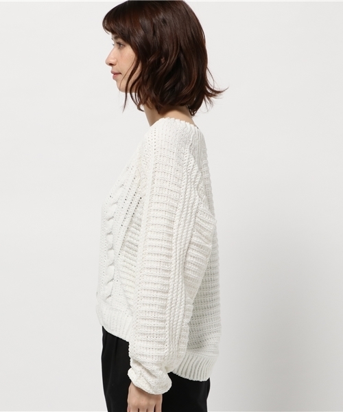 archives（アルシーヴ）の「モールヤーンケーブルニットプルオーバー（ニット/セーター・レディース・サックスブルー/オフホワイト/ピンク/ピンクベージュ・MEDIUM）」の9枚目の写真