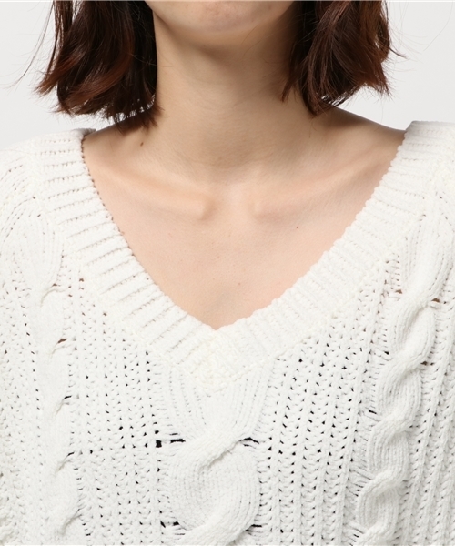 archives（アルシーヴ）の「モールヤーンケーブルニットプルオーバー（ニット/セーター・レディース・サックスブルー/オフホワイト/ピンク/ピンクベージュ・MEDIUM）」の11枚目の写真