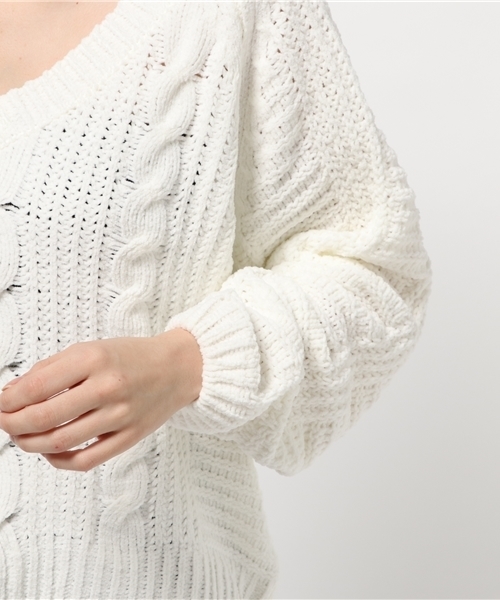 archives（アルシーヴ）の「モールヤーンケーブルニットプルオーバー（ニット/セーター・レディース・サックスブルー/オフホワイト/ピンク/ピンクベージュ・MEDIUM）」の12枚目の写真