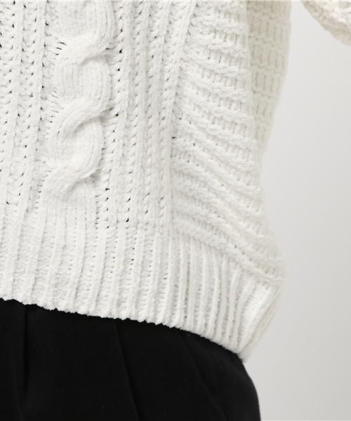 archives（アルシーヴ）の「モールヤーンケーブルニットプルオーバー（ニット/セーター・レディース・サックスブルー/オフホワイト/ピンク/ピンクベージュ・MEDIUM）」の13枚目の写真