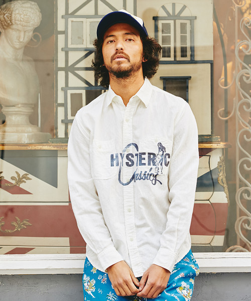 HYSTERIC GLAMOUR（ヒステリックグラマー）の「CLASSICS pt 長袖ワークSH（シャツ/ブラウス・メンズ・インディゴブルー/ネイビー/ホワイト・LARGE/SMALL/MEDIUM）」の2枚目の写真