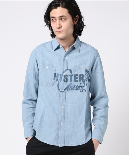 HYSTERIC GLAMOUR（ヒステリックグラマー）の「CLASSICS pt 長袖ワークSH（シャツ/ブラウス・メンズ・インディゴブルー/ネイビー/ホワイト・LARGE/SMALL/MEDIUM）」の3枚目の写真
