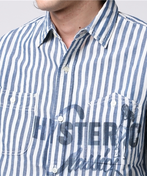 HYSTERIC GLAMOUR（ヒステリックグラマー）の「CLASSICS pt 長袖ワークSH（シャツ/ブラウス・メンズ・インディゴブルー/ネイビー/ホワイト・LARGE/SMALL/MEDIUM）」の6枚目の写真