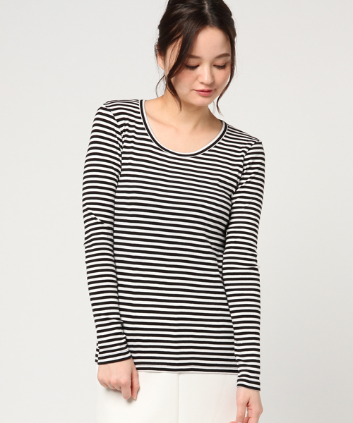 RNA（アールエヌエー）の「L5553-2 フライスボーダーロンT（Tシャツ/カットソー・レディース・エンジ/ピンク/パープル/グリーン/ブルー/オレンジ系その他7/ダークオレンジ/ターコイズブルー/オレンジ/ブラック×レッド/イエロー系その他/パープル系その他/グリーン系その他/オレンジ系その他/ホワイト×ブラック/ホワイト×ブルー/ミント/ブラック×グリーン/グリーン×ピンク/ブラック×イエロー/ブルー系その他/ライトブルー/ベビーピンク・MEDIUM）」の3枚目の写真