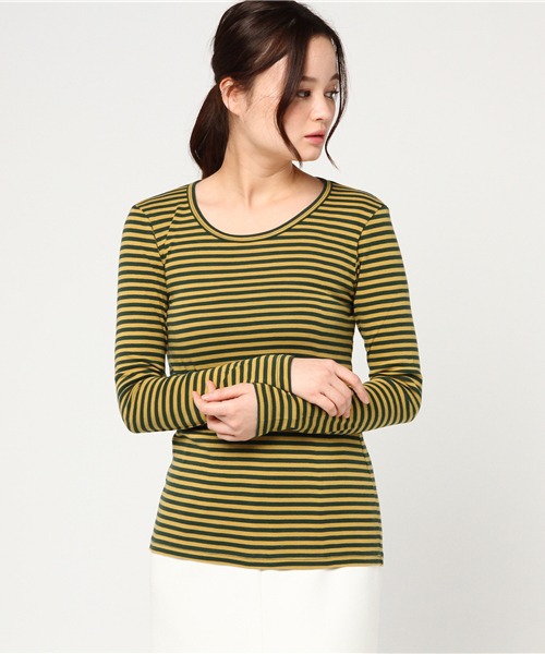 RNA（アールエヌエー）の「L5553-2 フライスボーダーロンT（Tシャツ/カットソー・レディース・エンジ/ピンク/パープル/グリーン/ブルー/オレンジ系その他7/ダークオレンジ/ターコイズブルー/オレンジ/ブラック×レッド/イエロー系その他/パープル系その他/グリーン系その他/オレンジ系その他/ホワイト×ブラック/ホワイト×ブルー/ミント/ブラック×グリーン/グリーン×ピンク/ブラック×イエロー/ブルー系その他/ライトブルー/ベビーピンク・MEDIUM）」の9枚目の写真