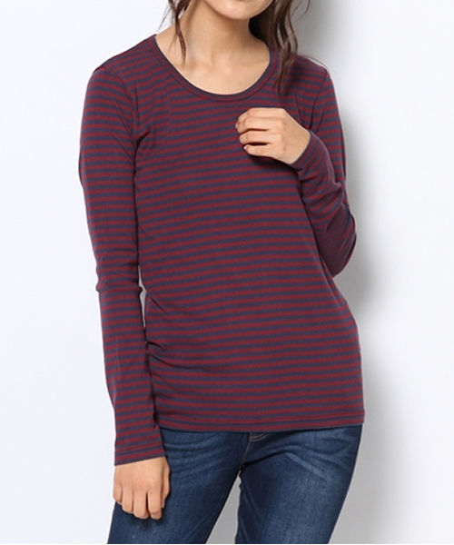 RNA（アールエヌエー）の「L5553-2 フライスボーダーロンT（Tシャツ/カットソー・レディース・エンジ/ピンク/パープル/グリーン/ブルー/オレンジ系その他7/ダークオレンジ/ターコイズブルー/オレンジ/ブラック×レッド/イエロー系その他/パープル系その他/グリーン系その他/オレンジ系その他/ホワイト×ブラック/ホワイト×ブルー/ミント/ブラック×グリーン/グリーン×ピンク/ブラック×イエロー/ブルー系その他/ライトブルー/ベビーピンク・MEDIUM）」の14枚目の写真