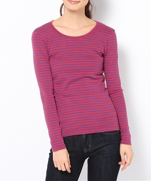 RNA（アールエヌエー）の「L5553-2 フライスボーダーロンT（Tシャツ/カットソー・レディース・エンジ/ピンク/パープル/グリーン/ブルー/オレンジ系その他7/ダークオレンジ/ターコイズブルー/オレンジ/ブラック×レッド/イエロー系その他/パープル系その他/グリーン系その他/オレンジ系その他/ホワイト×ブラック/ホワイト×ブルー/ミント/ブラック×グリーン/グリーン×ピンク/ブラック×イエロー/ブルー系その他/ライトブルー/ベビーピンク・MEDIUM）」の16枚目の写真